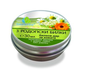Вазелинов мехлем с невен, лайка, бял равнец „3 Родопски билки“, Билков дар за кожата, 30мл